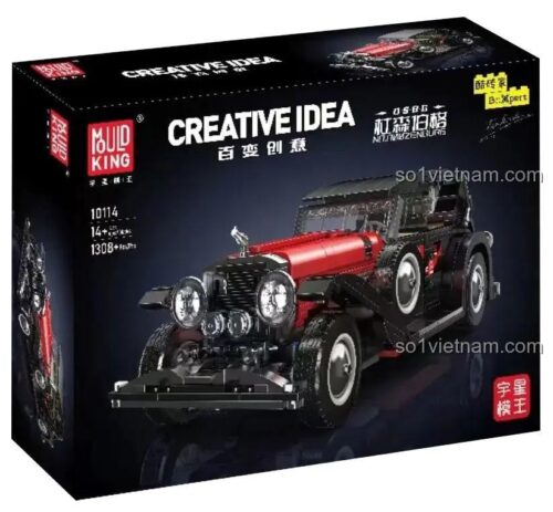 Hộp sản phẩm MouldKing 10114 Duesenberg DSBG, bộ lắp ghép xe hơi cổ điển, xe hơi đồ chơi lắp ráp, xe hơi đồ chơi mô hình, xe hơi đồ chơi STEM, xe hơi đồ chơi giáo dục, xe hơi đồ chơi phát triển trí tuệ, xe hơi đồ chơi sáng tạo, xe hơi đồ chơi xây dựng, 1308 mảnh, độ tuổi 14+