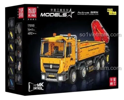 Hộp sản phẩm MouldKing 17050 Xe cẩu tự hành Actros bộ lắp ghép đồ chơi mô hình xe tải cẩu công trình 4012 mảnh ghép cho bé trai 14 tuổi