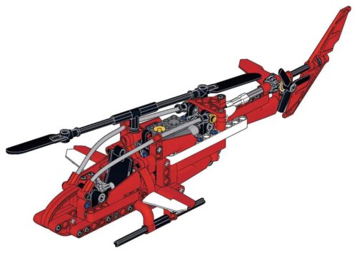 MouldKing 24022 Trực thăng Chim Sẻ mô hình Technic, Cánh quạt quay được, Bánh đáp thu vào, Đỏ, Trắng, Đen, 266 mảnh, Độ tuổi 14, Dành cho bé trai