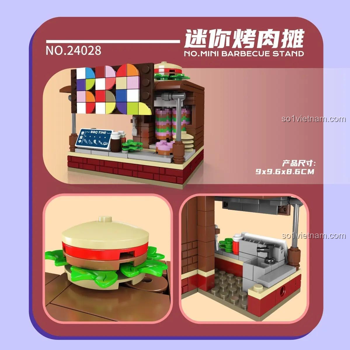 Chi tiết lắp ráp MouldKing 24028 Quầy Thịt Nướng MINI, mô hình đồ chơi giáo dục, 249 mảnh, độ tuổi 8+