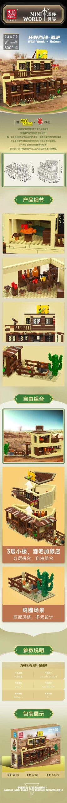 MouldKing 24072 Quán Bar Miền Tây Hoang Dã bộ lắp ráp chi tiết