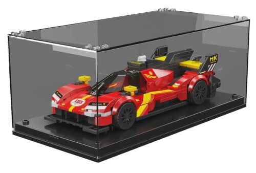 Mô hình Siêu xe Ferrari 499P MouldKing 27100 trong hộp kính trưng bày, đồ chơi lắp ghép xe đua Le Mans Hypercar cho bé trai 8 tuổi, Tốc độ Đỉnh Cao