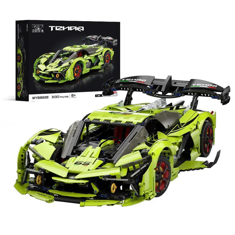 bộ lắp ghép Xe đua Lamborghini 3000 GTR MOYU BLOCK MY88028, mô hình siêu xe tỉ lệ 1:8 cho bé trai 8 tuổi, giá tốt