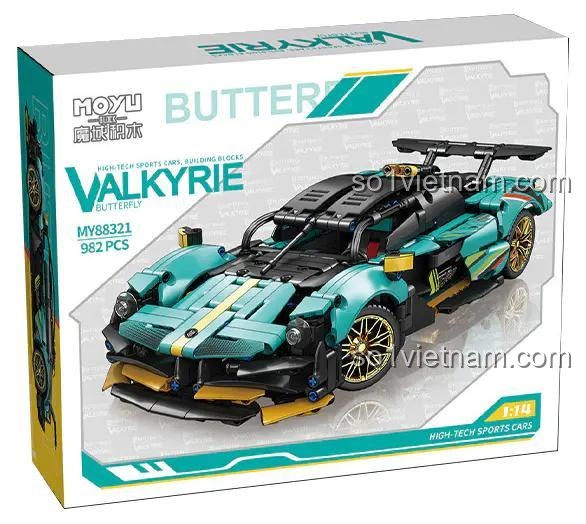 Hộp bộ lắp ghép Aston Martin Valkyrie MOYU BLOCK MY88321, hộp đồ chơi mô hình siêu xe Aston Martin Valkyrie, hộp mô hình xe đua Aston Martin Valkyrie chất lượng cao, hộp đồ chơi lắp ráp siêu xe Valkyrie cho bé trai 8 tuổi giá tốt