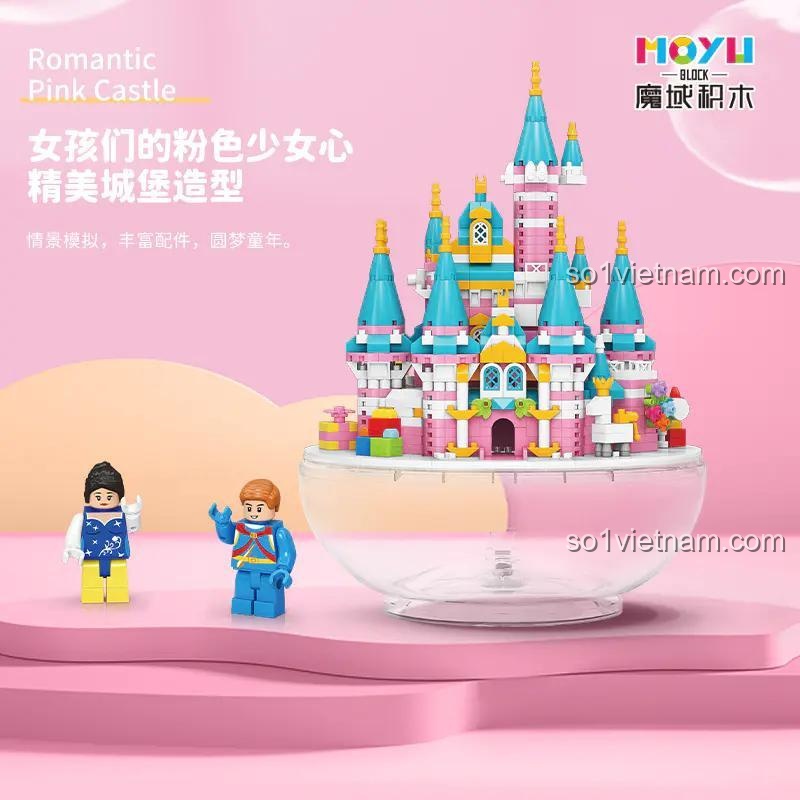 Lâu đài Hồng MOYU BLOCK MY92102 với các minifigures đi kèm, chi tiết tinh xảo