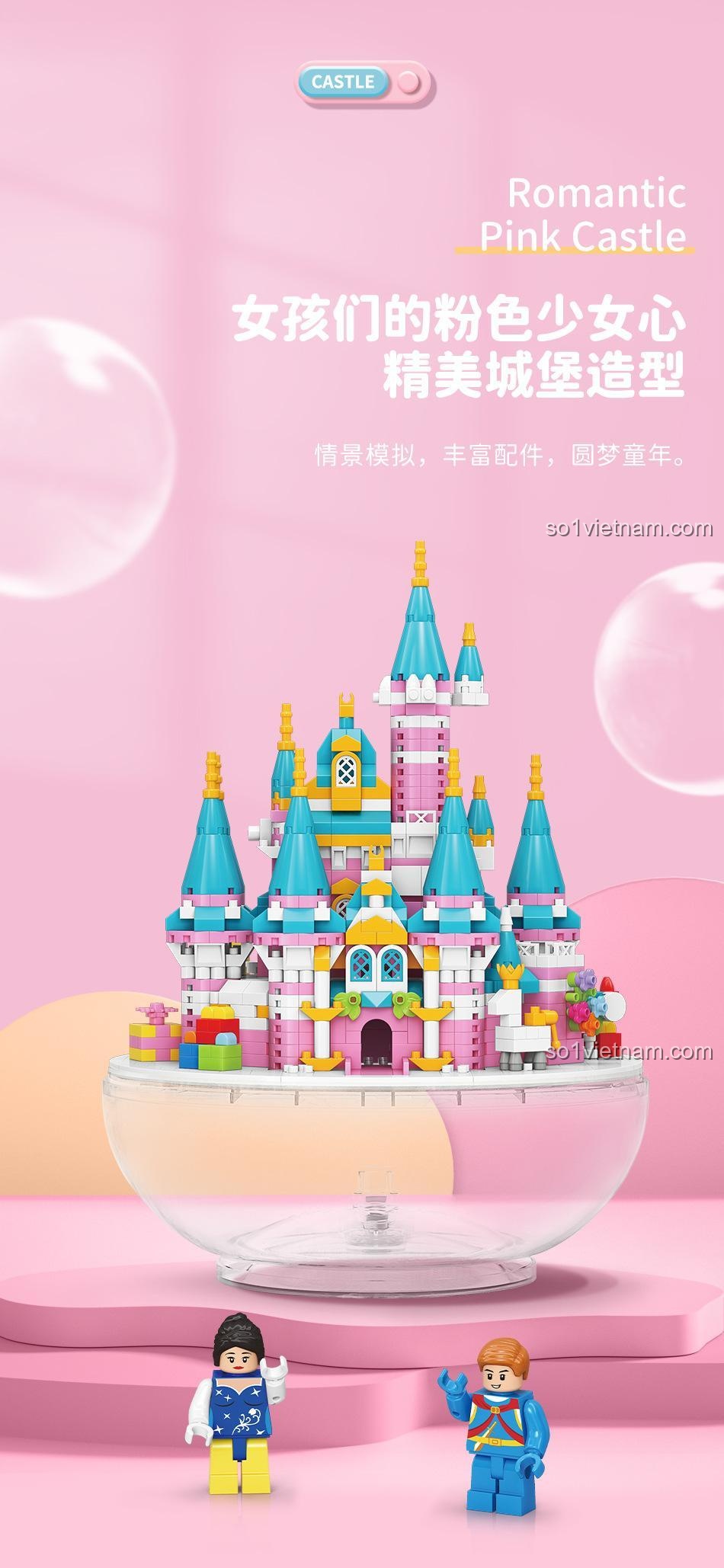 Mô tả chi tiết Lâu đài Hồng MOYU BLOCK MY92102, thiết kế tinh tế, màu sắc bắt mắt