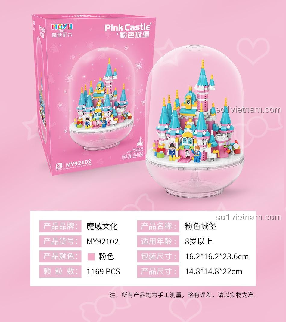 Thông tin sản phẩm Lâu đài Hồng MOYU BLOCK MY92102: 1169 mảnh, 8+ tuổi