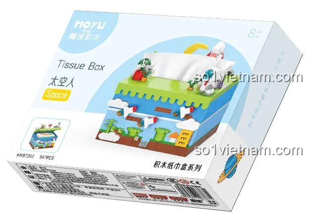 Hộp sản phẩm MOYU BLOCK MY97032, bộ xếp hình Hộp đựng khăn giấy phi hành gia, 947 mảnh, giá rẻ cho bé trai 8 tuổi