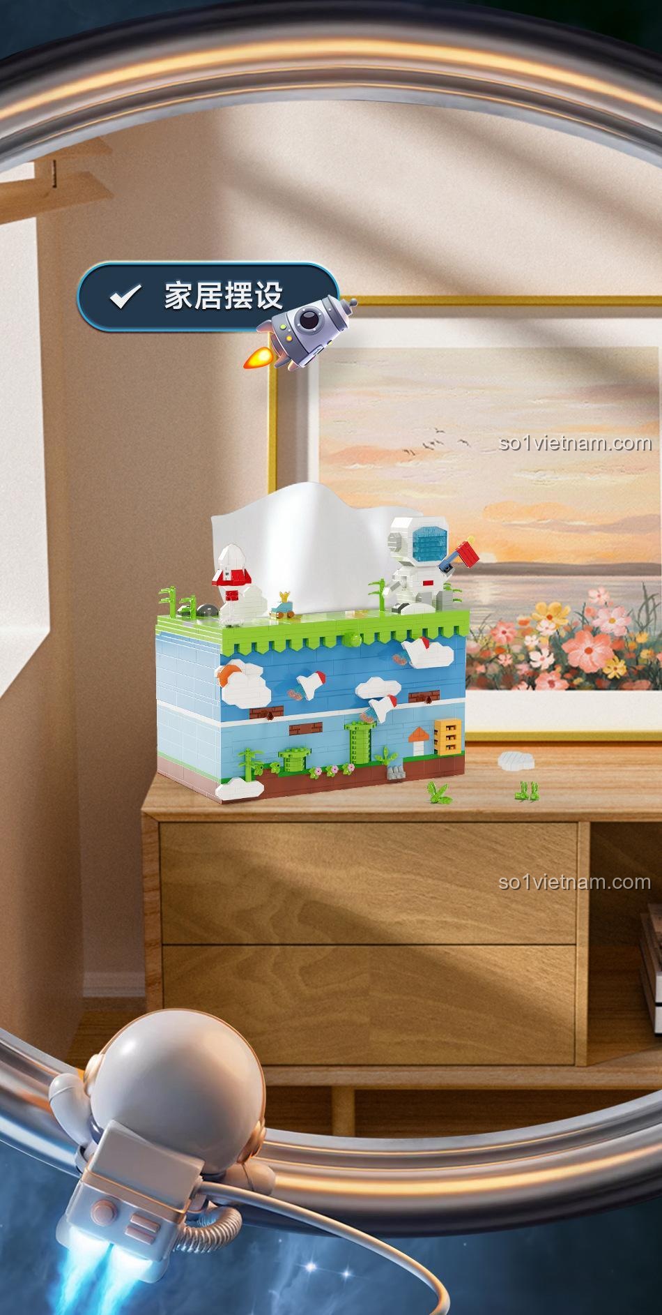 đồ chơi xây dựng 97032, hộp đựng khăn giấy phi hành gia, trang trí nhà cửa, Hộp Khăn Giấy Chức Năng, giá tốt