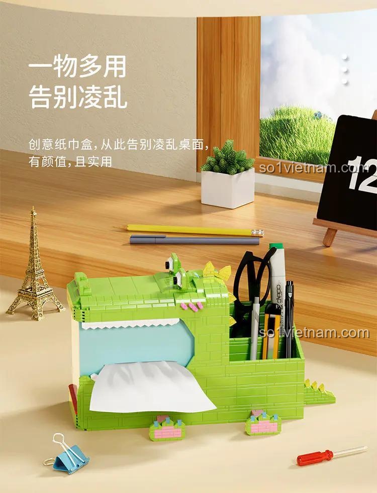 Mô hình cá sấu đựng giấy ăn MOYU BLOCK MY97033, đồ chơi mô hình đa năng, giúp bé rèn luyện tư duy logic, giá rẻ