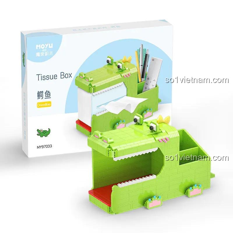 Hộp Đựng Giấy Ăn Hình Cá Sấu MOYU BLOCK MY97033, bộ lắp ghép 1101 chi tiết, đồ chơi xây dựng sáng tạo cho trẻ 8 tuổi