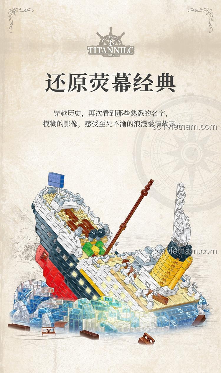đồ chơi mô hình Tàu Titanic chìm MOYU BLOCK MY97091 phục dựng cảnh kinh điển trên màn ảnh, đồ chơi sáng tạo cho bé trai, bé gái