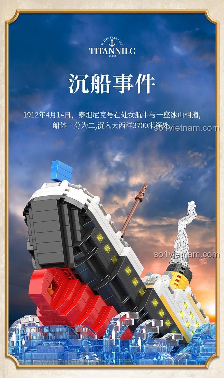 Mô hình thảm họa Titanic MOYU BLOCK 97091 tái hiện sự kiện chìm tàu lịch sử, bộ lắp ghép chi tiết cao cho trẻ em, giá hời