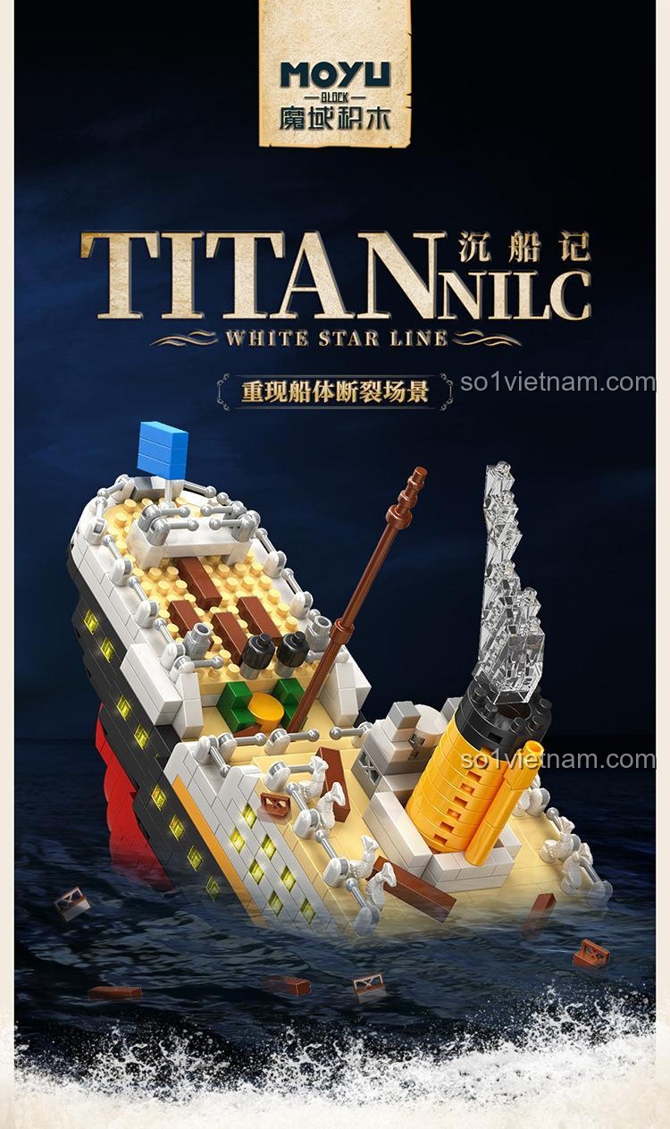 Mô hình Tàu Titanic chìm MOYU BLOCK MY97091 tái hiện cảnh tàu vỡ, đồ chơi xây dựng sáng tạo cho học sinh tiểu học, giá bình dân