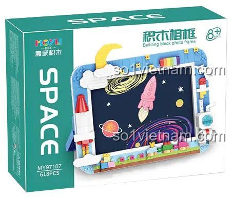hộp đồ chơi lắp ghép MOYU BLOCK MY97107, bộ xếp hình Khung ảnh phi hành gia 618 chi tiết, đồ chơi mô hình vũ trụ cho bé trai 8 tuổi, giá rẻ