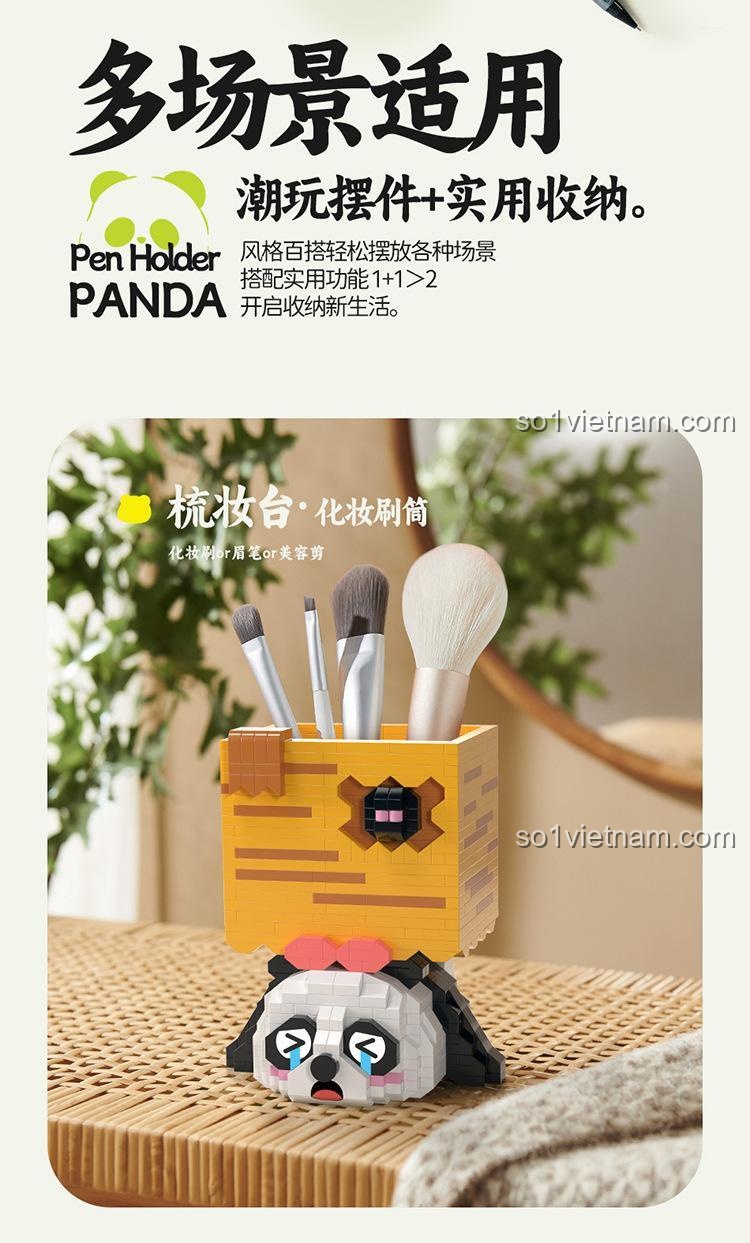 Mô hình gấu trúc chơi cây MOYU BLOCK MY97121, bộ đồ chơi sáng tạo cho bé 8 tuổi, có đèn LED, tích hợp chức năng hộp đựng bút và giá đỡ điện thoại, chất lượng cao, giá tốt