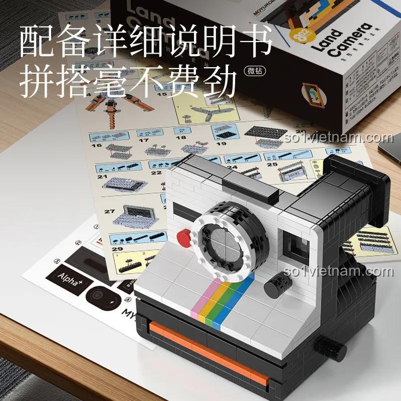 Hộp sản phẩm máy ảnh Polaroid Cổ điển MOYU BLOCK MY97131 và sách hướng dẫn lắp ráp chi tiết