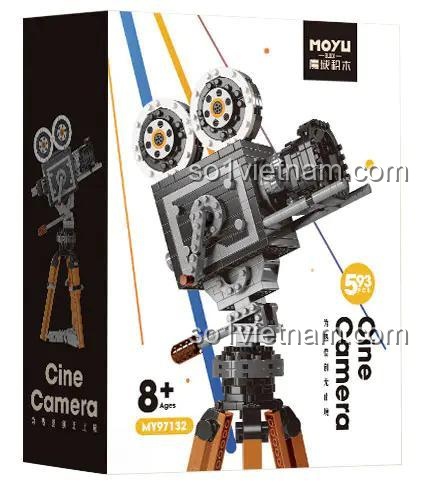 Chi tiết mô hình máy quay phim cổ điển MOYU BLOCK MY97132, bộ lắp ghép 593 mảnh, đồ chơi mô hình retro, phù hợp cho bé 8 tuổi