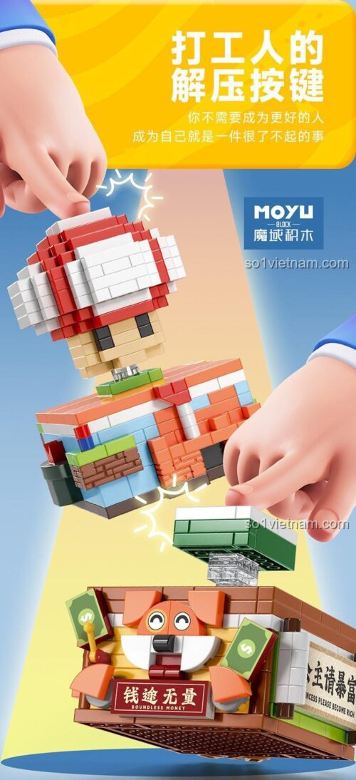 Bộ lắp ghép Nấm Giảm Stress MOYU BLOCK, đồ chơi lắp ghép Nấm Super Mario 381 mảnh, đồ chơi mô hình Nấm Toads, Nấm trang trí bàn làm việc, Nấm quà tặng độc đáo, Nấm vui nhộn, Nấm giảm stress, phù hợp cho bé 8 tuổi