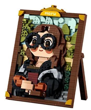 Mô hình hoàn thiện của bộ lắp ghép Tranh Cô Gái Mỉm Cười MOYU BLOCK MY97135, một tác phẩm nghệ thuật 3D độc đáo cho bé gái 8 tuổi.