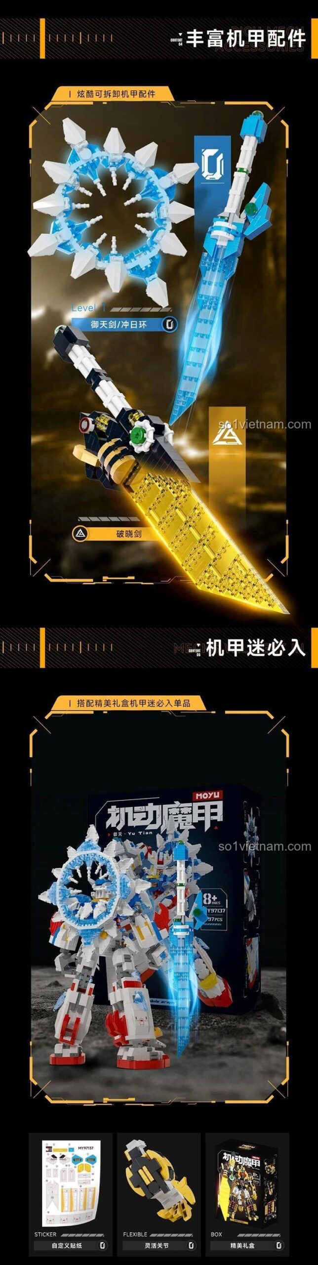 Các kiểu lắp Robot Cơ Động Ma Giáp Ngự Thiên MOYU BLOCK MY97137