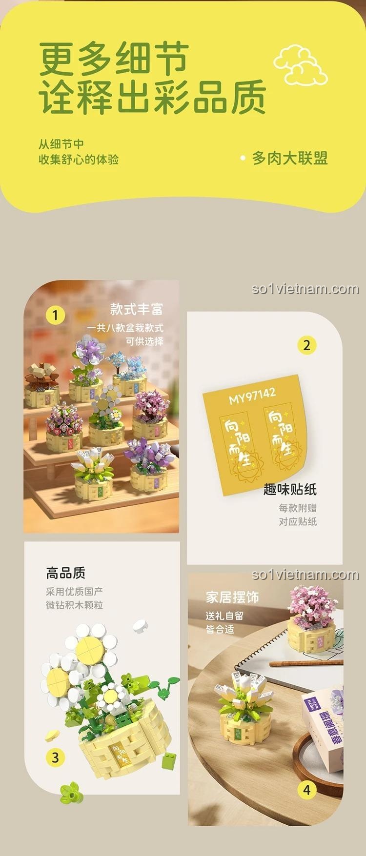 Các đặc điểm nổi bật của đồ chơi mô hình MOYU BLOCK: nhiều mẫu mã, sticker thú vị, chất liệu cao cấp và trang trí nhà cửa.