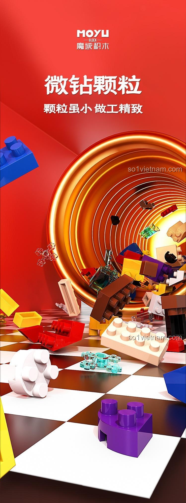 Chi tiết micro block của bộ đồ chơi Đạo Cụ Sư MOYU BLOCK MY97149, gia công tinh xảo
