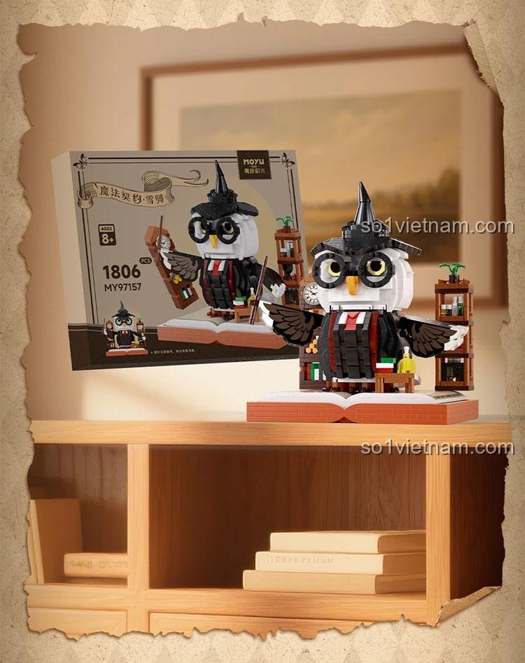 Đồ chơi lắp ráp Cú Tuyết Sứ Giả Vĩnh Hằng MOYU BLOCK MY97157, mô hình Cú Tuyết Ma Thuật 1806 chi tiết, bộ xếp hình MY97157 Cú Tuyết Phù Thủy cho trẻ 8 tuổi.