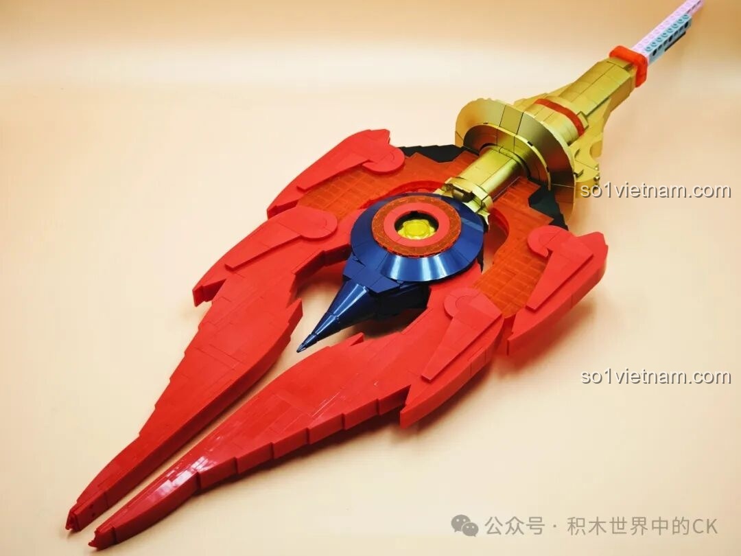 Cận cảnh phần đầu của JIESTAR 58112 Trượng Hộ Ma Genshin Impact với 