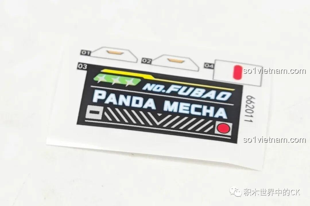 Tờ sticker trang trí cho bộ ZHEGAO 662011 Robot Gấu Trúc Phúc Bảo Hào, tăng thêm chi tiết cho mô hình.