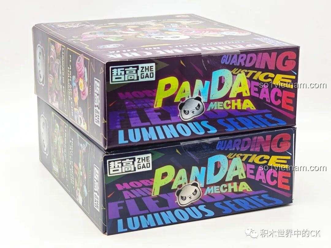 Mặt trên hộp ZHEGAO Robot Panda Luminous Series, với logo và tên dòng sản phẩm, đồ chơi lắp ráp cho bé trai 6 tuổi.