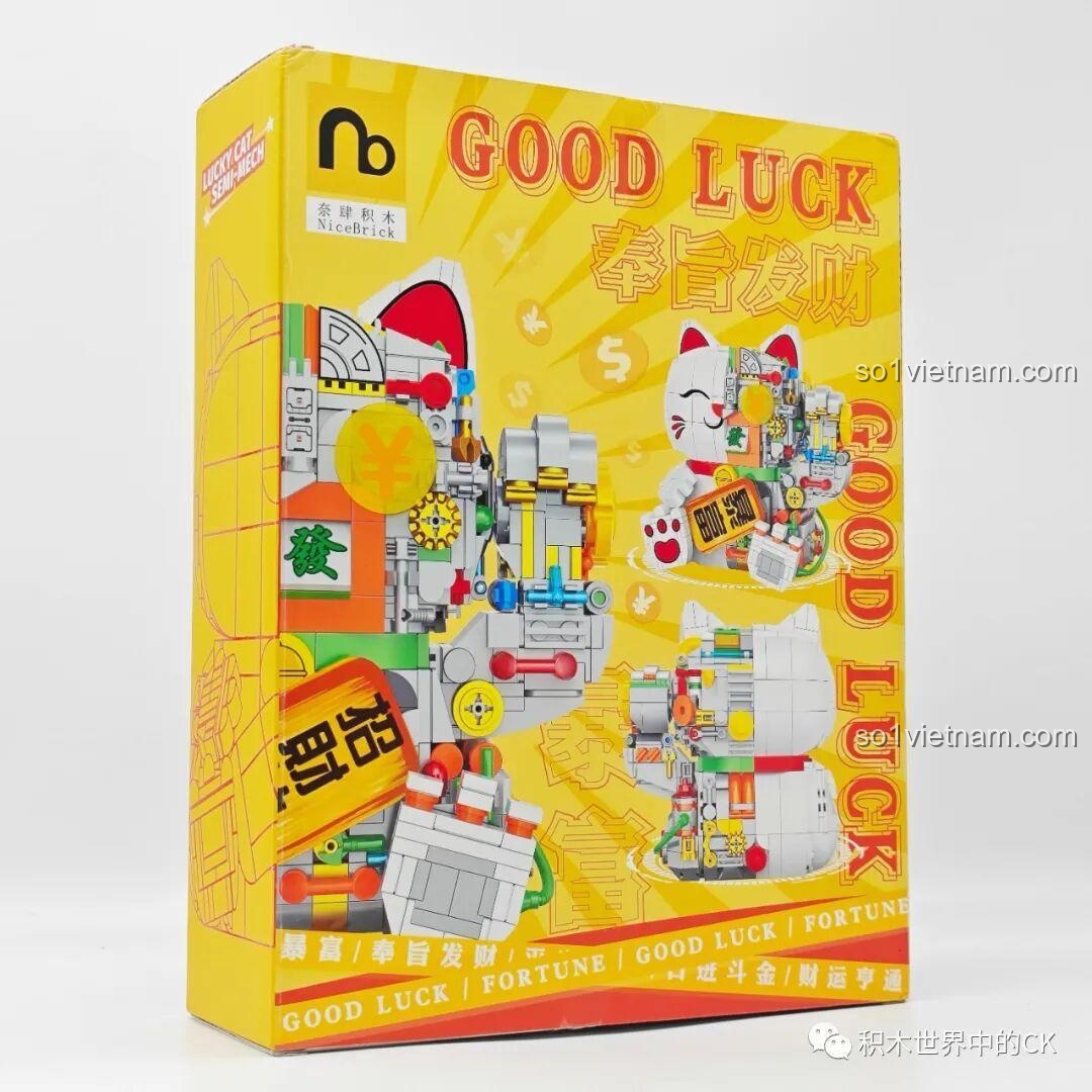 Mèo Chiêu Tài Robot 200619 NiceBrick, hộp đồ chơi mô hình cho bé trai 6 tuổi, giá tiết kiệm