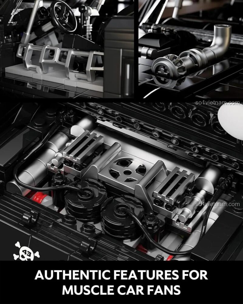 Chi tiết động cơ chân thực của mô hình Nifeliz NF10272 Ford Mustang Hoonicorn V2