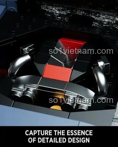 Khoang máy chi tiết của mô hình Nifeliz NF10285 Siêu xe Nissan GT-R R35
