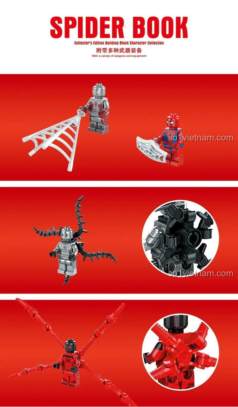 Bộ Sưu Tập Minifigure Người Nhện No Brand, Trưng Bày 55 Minifigure, Phụ kiện đa dạng, cho bé trai 12 tuổi, giá bình dân