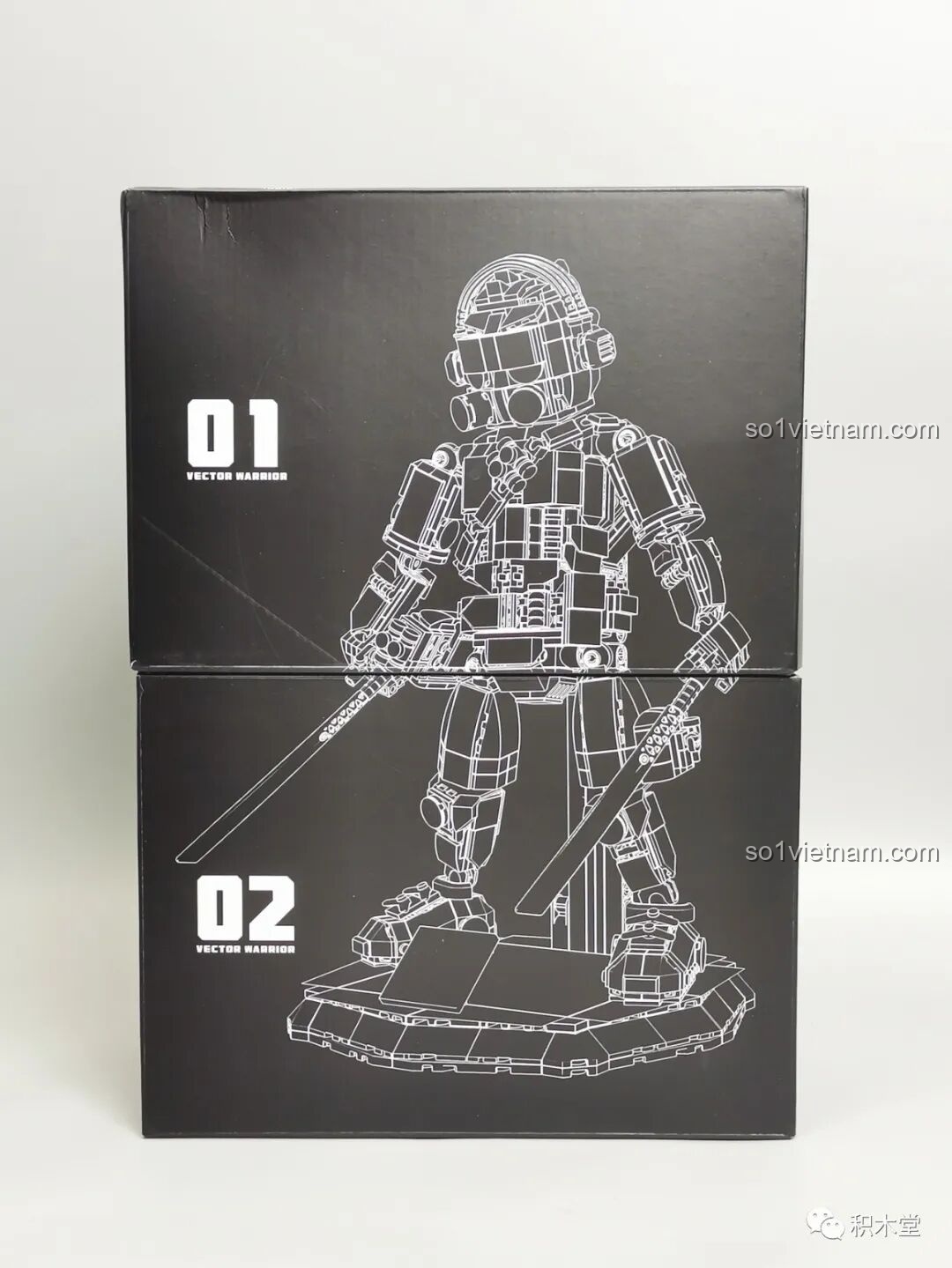 Nội dung bên trong hộp FUNIFY W9006 Chiến Binh Cơ Khí ZENN với 2 hộp nhỏ được thiết kế như bản phác thảo, phân chia linh kiện khoa học, giúp bé dễ dàng lắp ráp.