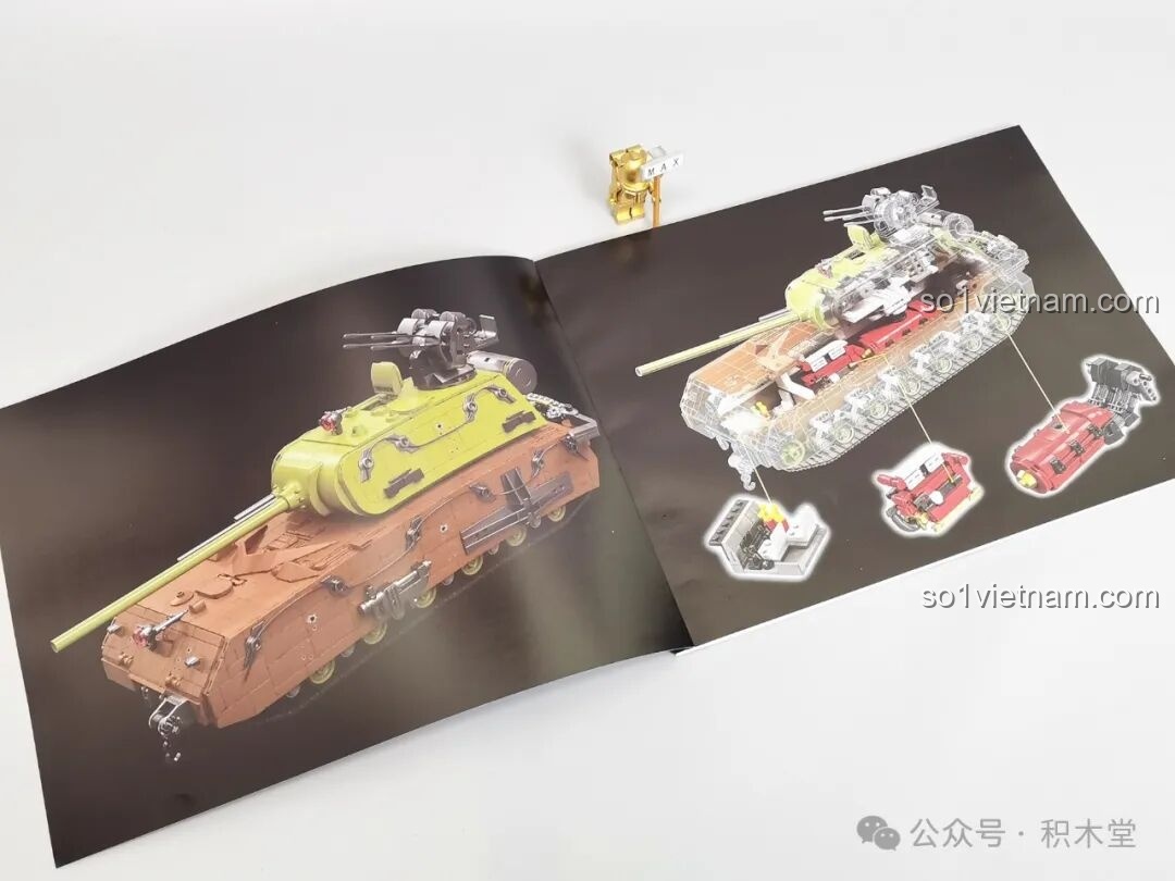 Trang hướng dẫn lắp ráp của bộ Xe Tăng Maus 12GO 98002, minh họa cấu trúc bên trong và các tính năng.