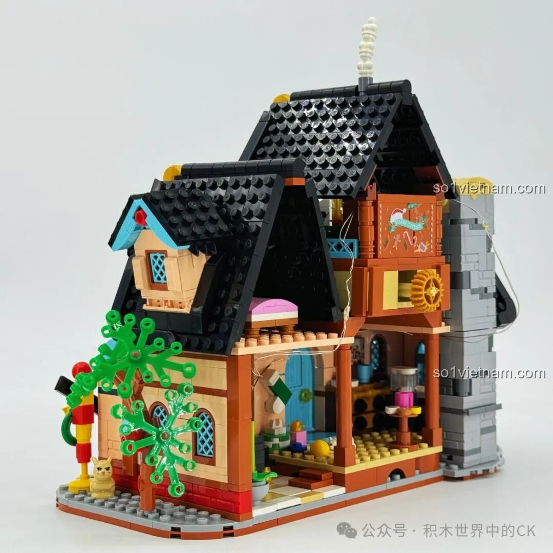 Toàn cảnh nội thất bên trong mô hình ZHEGAO 613005 khi nhìn từ phía sau, thiết kế mở giúp dễ dàng quan sát.