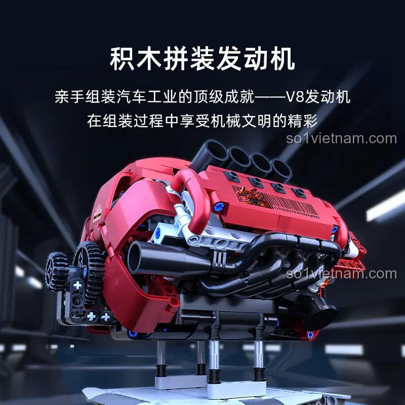 Mô hình động cơ V8 ONEBOT OBFDJ18AIQI - Lắp ráp
