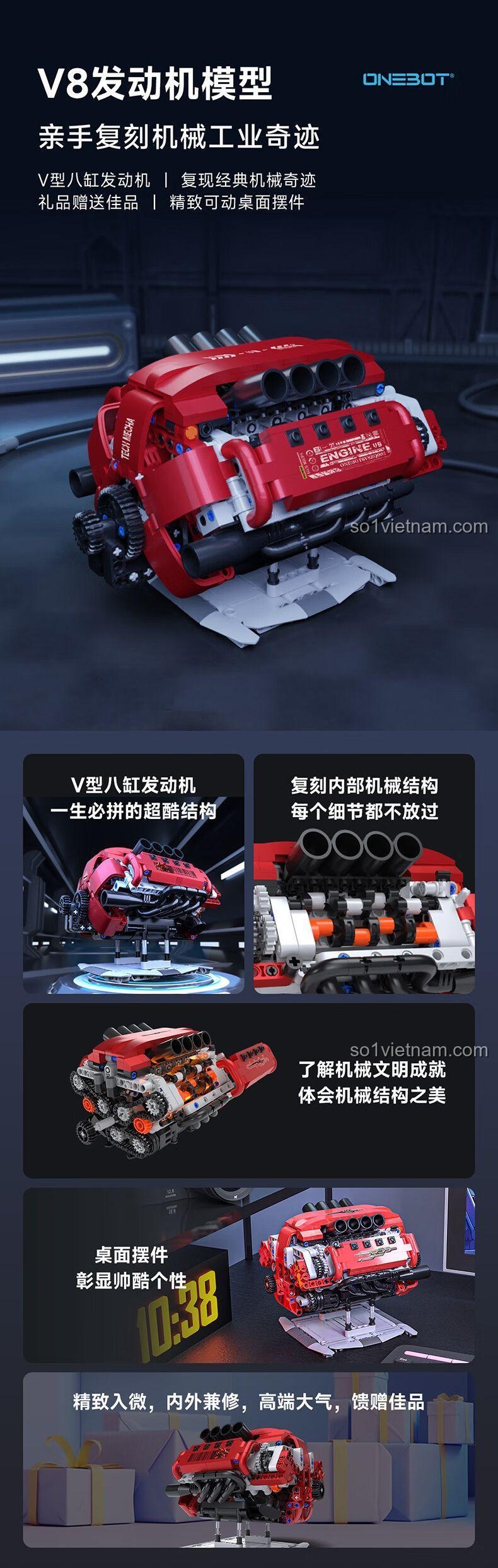Mô hình động cơ V8 ONEBOT OBFDJ18AIQI - Hoạt động