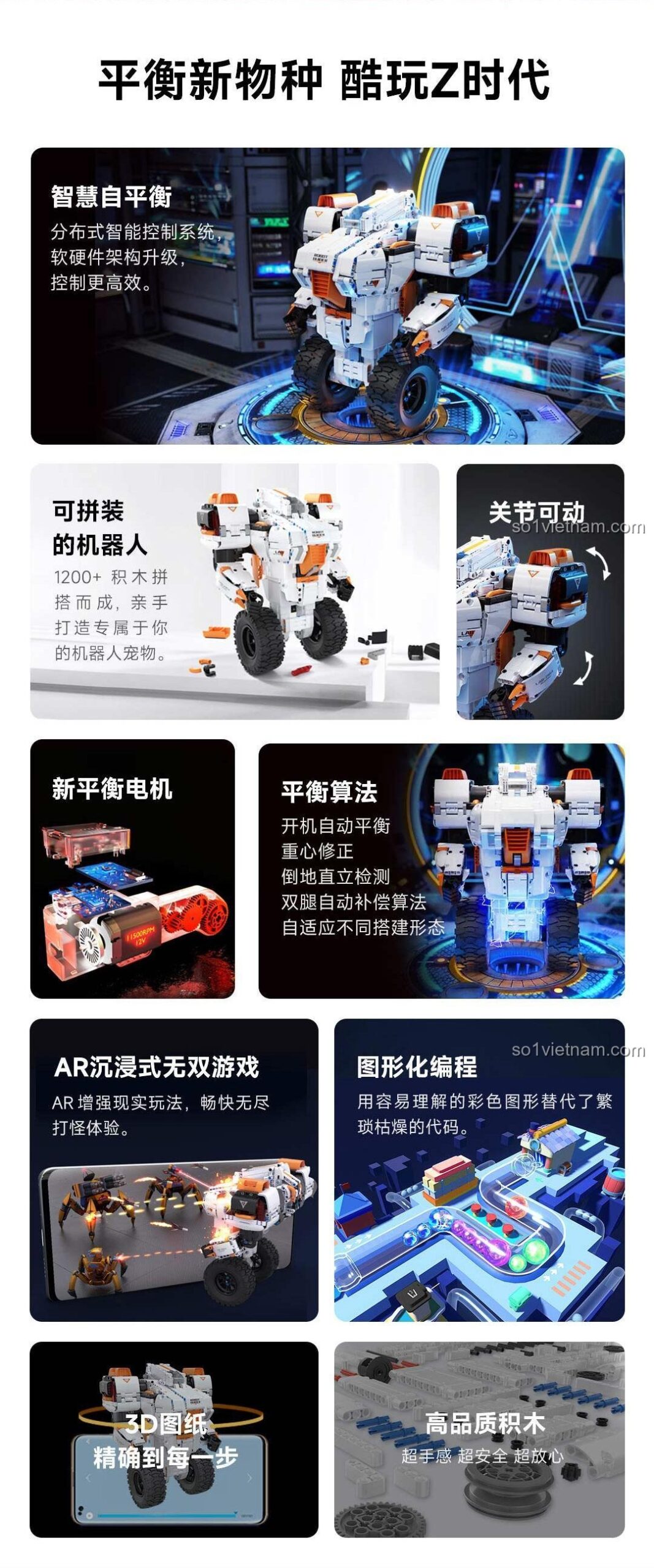 Tổng quan các tính năng nổi bật của Robot Lập Trình Được ONEBOT: tự cân bằng, khớp nối linh hoạt, lập trình đồ họa, game AR.