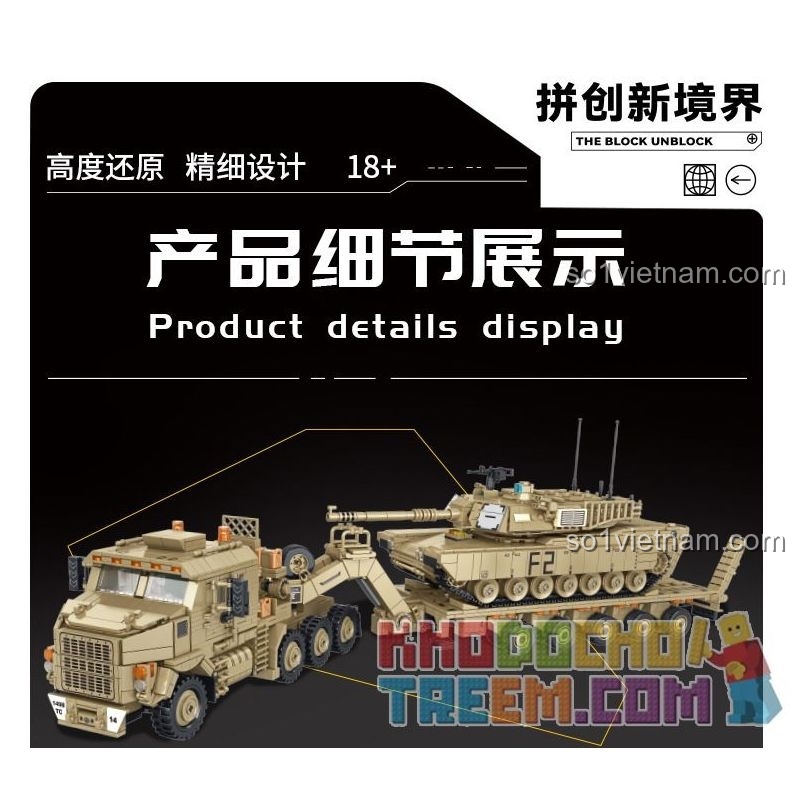 Chi tiết xe tải chở xe tăng M1070 Panlos 628015