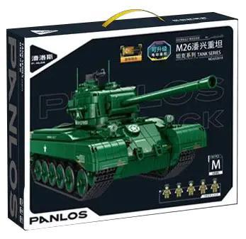 Bộ đồ chơi xe tăng hạng nặng M26 Panzing màu xanh lá, 4 minifigures, độ tuổi 14, chất liệu nhựa ABS cao cấp, tương thích LEGO®