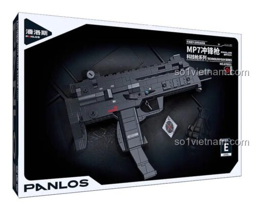 Hộp đựng bộ lắp ghép súng tiểu liên MP7 Panlos 670021, có hình ảnh sản phẩm và thông số kỹ thuật