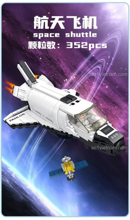 Poster bộ đồ chơi 691004 Tàu vũ trụ con thoi Panlos. Đồ chơi mô hình Panlos chất lượng cao, 352 mảnh.