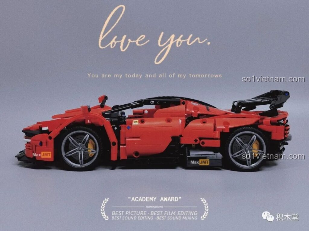 Mô hình Panlos Brick 3006 Siêu Xe Đua FP3 đã hoàn thiện với góc nhìn ngang, khoe trọn thân xe màu đỏ và thiết kế khí động học.