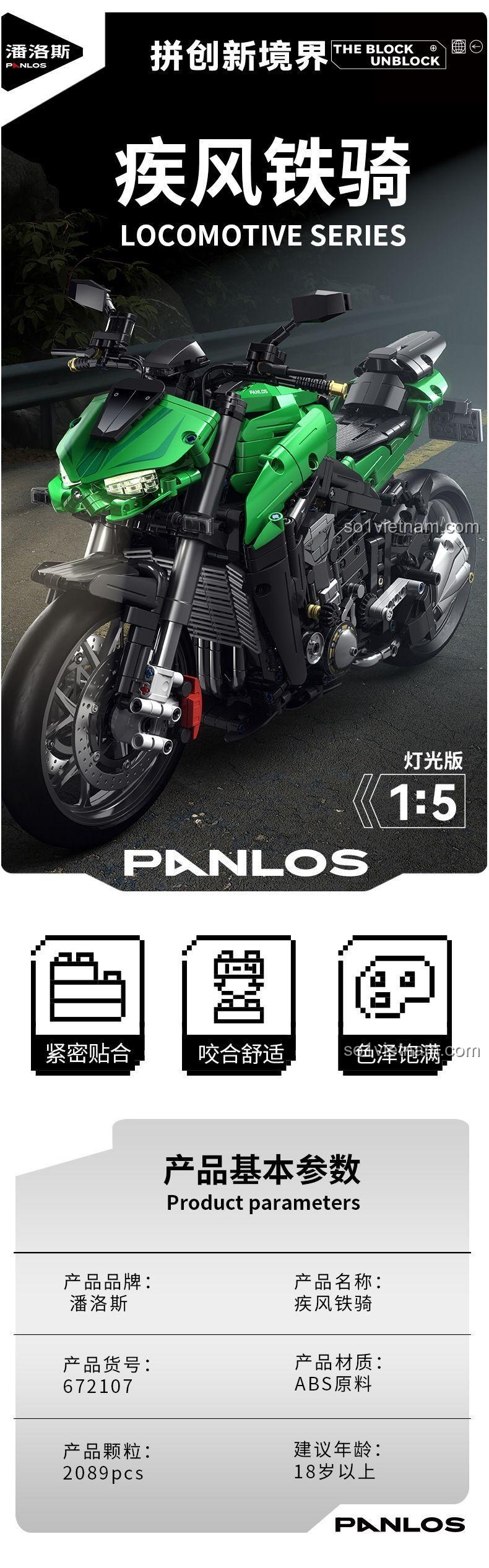 Poster bộ xếp hình Technic 672107 Siêu mô tô Z1000, chất lượng cao, 2089 chi tiết.