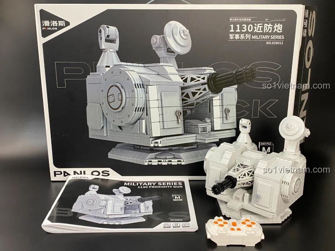 Mô hình Pháo Phòng Không Tầm Gần 1130 PanlosBrick 628012 phiên bản động cơ trên nền biển, góc nhìn khác.
