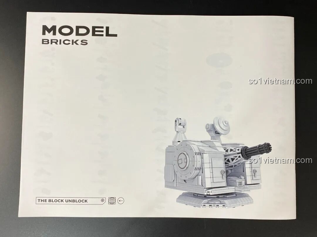 Bìa sau sách hướng dẫn của bộ lắp ráp Pháo Phòng Không Tầm Gần 1130 PanlosBrick 628012, đơn giản và tinh tế.