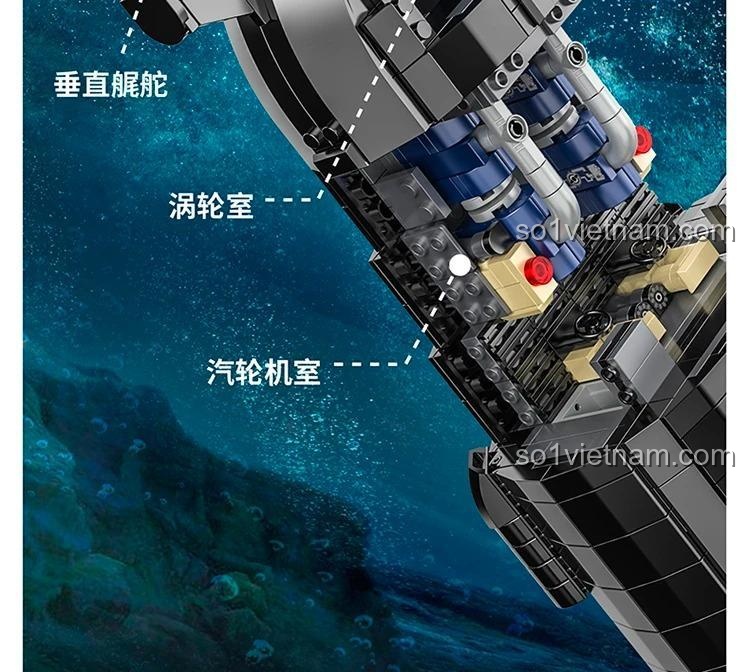 Thiết kế ống khói tàu ngầm hạt nhân Typhoon PanlosBrick 628020, mô hình lắp ghép quân sự